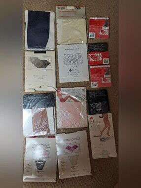 Pantyhose Hosiery Mixed Colors Brands Vintage Medium To Tall Lot Of 13